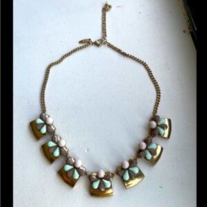 Gold and Mint Floral Necklace